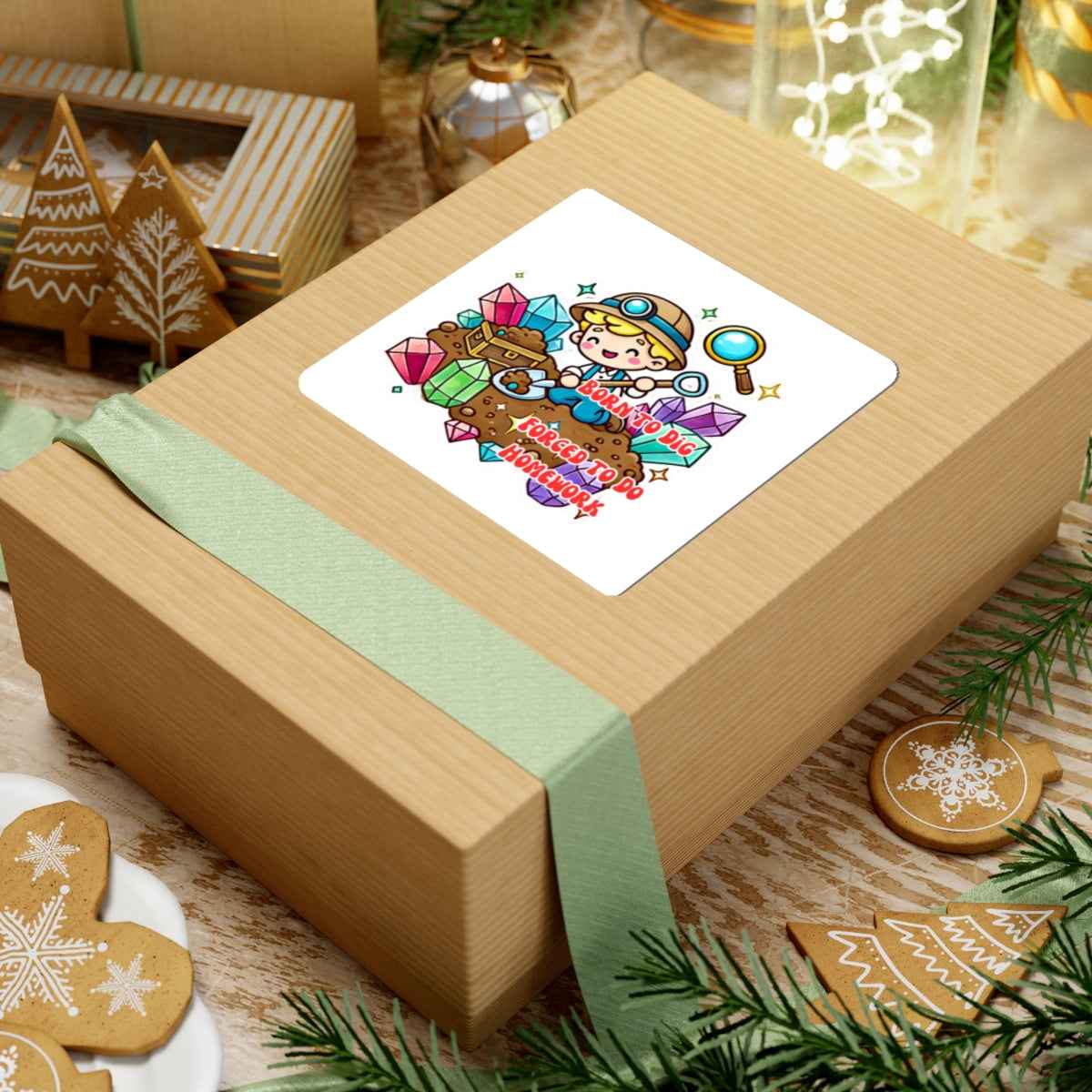 Sticker 'Born to Dig, Forced to Do Homework'