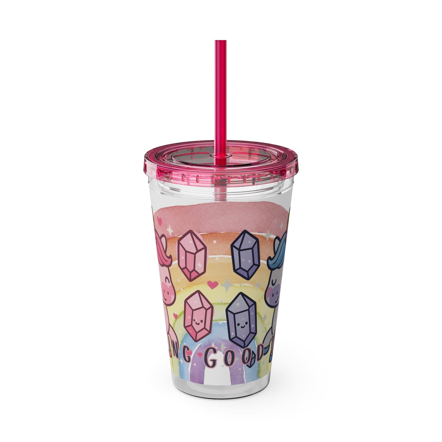 Sunsplash Unicorn Tumbler, 16oz Cup with Straw, Ideal for Kids, Rocking Good Vibes