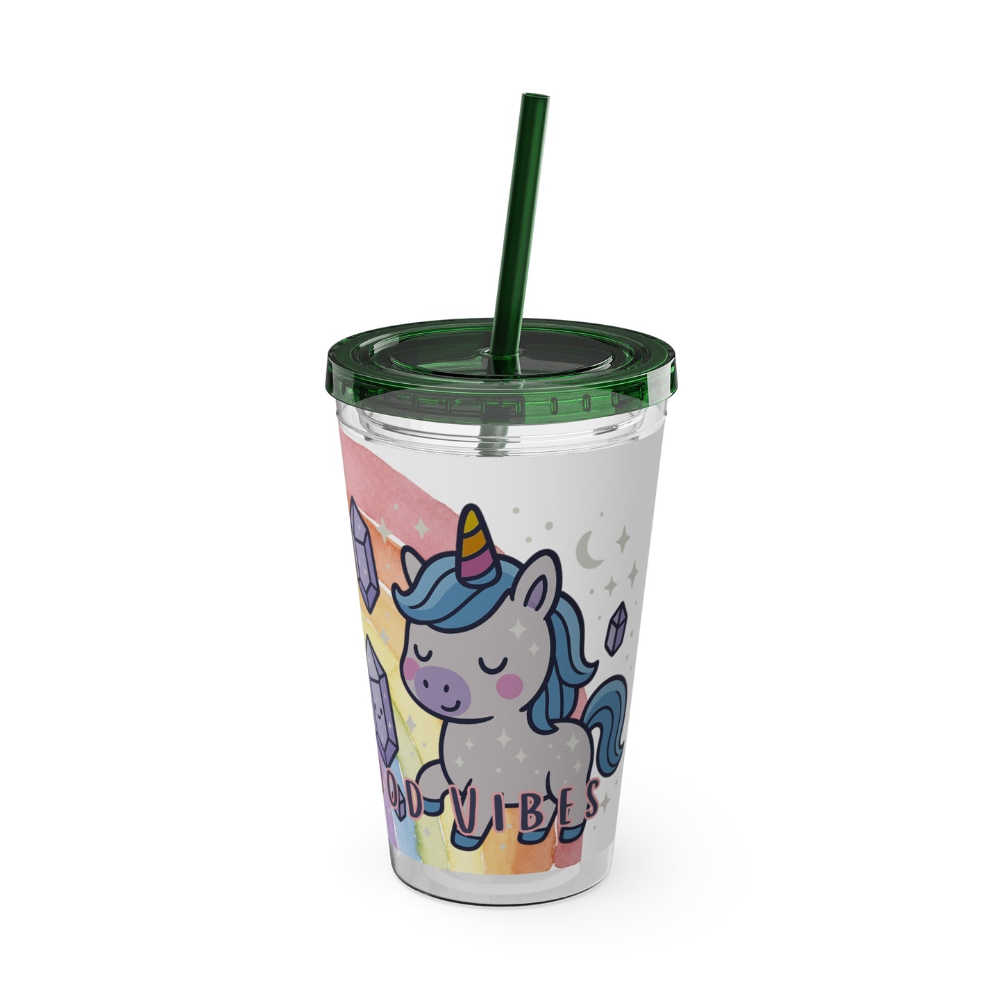 Sunsplash Unicorn Tumbler, 16oz Cup with Straw, Ideal for Kids, Rocking Good Vibes