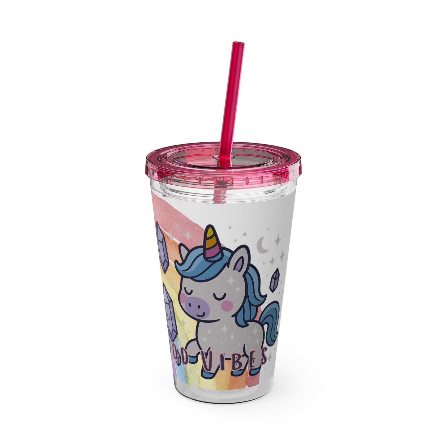 Sunsplash Unicorn Tumbler, 16oz Cup with Straw, Ideal for Kids, Rocking Good Vibes