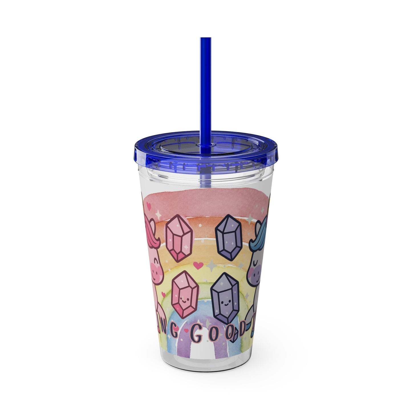 Sunsplash Unicorn Tumbler, 16oz Cup with Straw, Ideal for Kids, Rocking Good Vibes