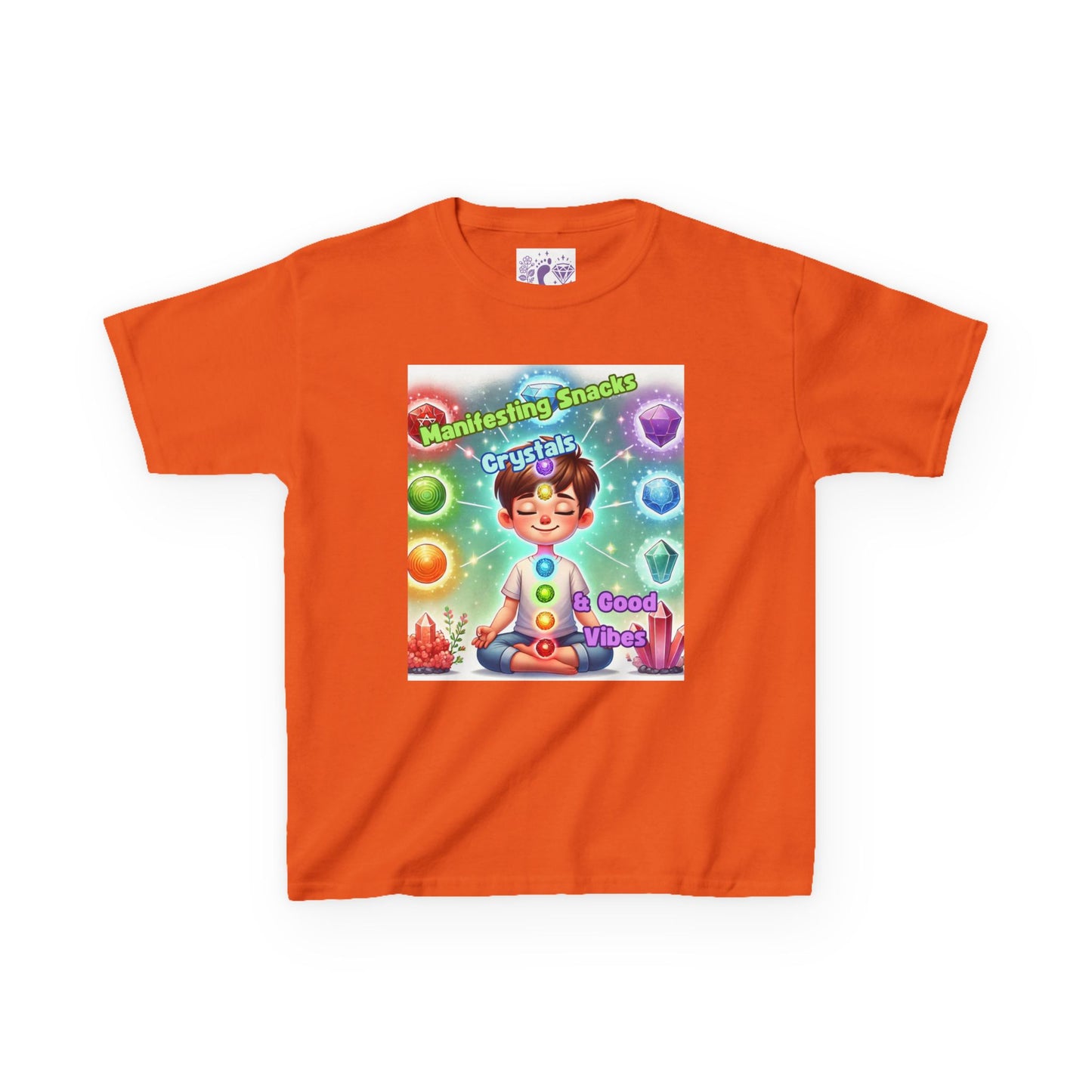 'Manifesting Snacks, Crystals, and Good Energy' Kids TShirt