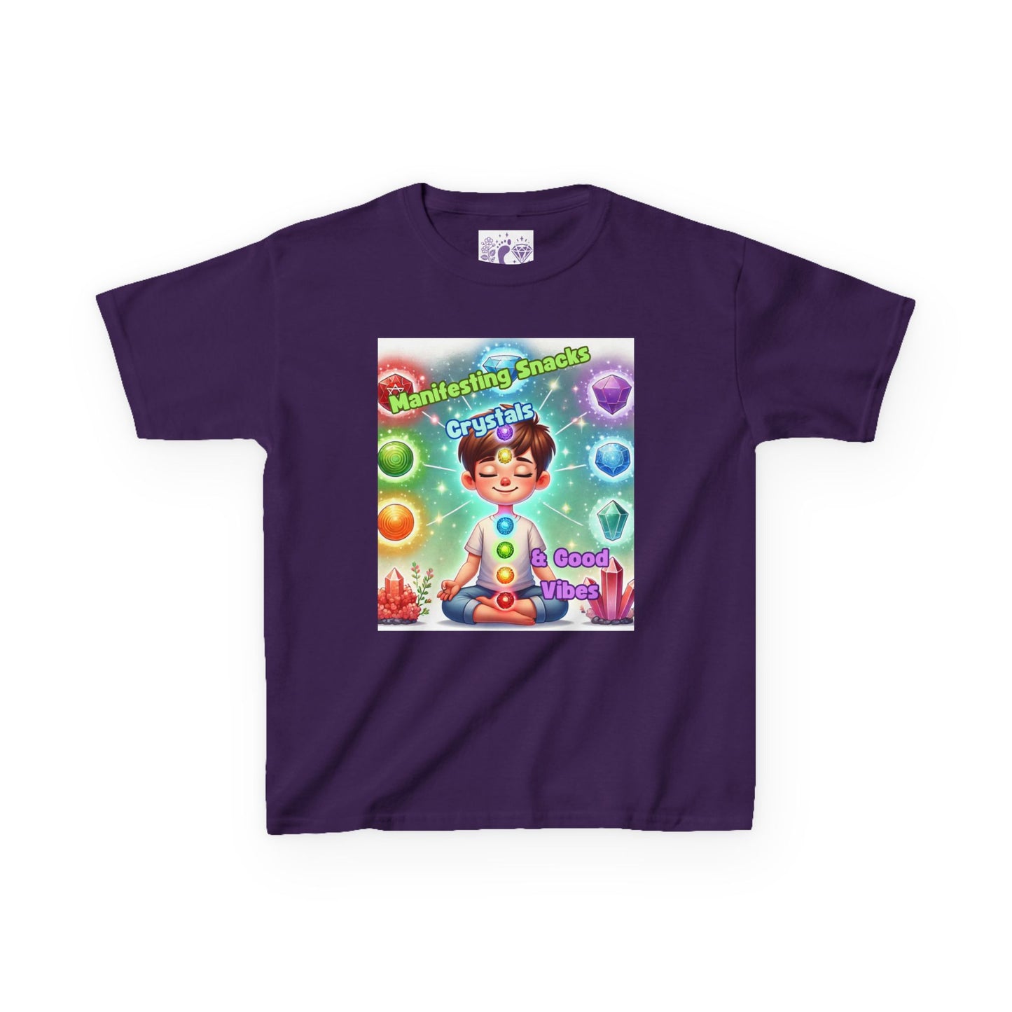 'Manifesting Snacks, Crystals, and Good Energy' Kids TShirt