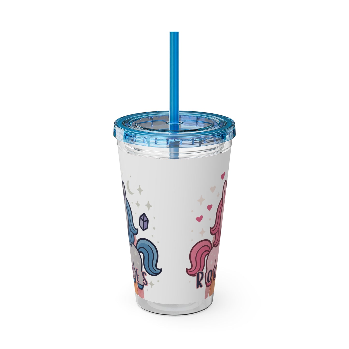 Sunsplash Unicorn Tumbler, 16oz Cup with Straw, Ideal for Kids, Rocking Good Vibes