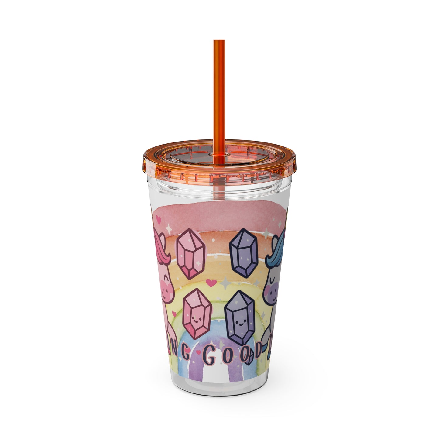 Sunsplash Unicorn Tumbler, 16oz Cup with Straw, Ideal for Kids, Rocking Good Vibes