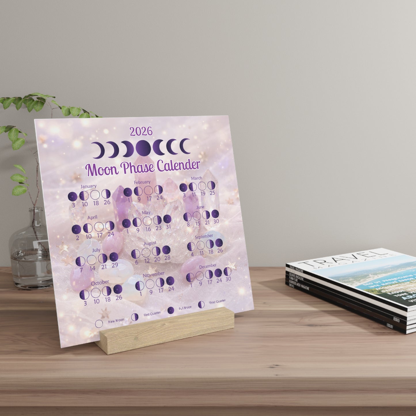 Moon Phases Calendar with Stand- 2026 Moon Calendar