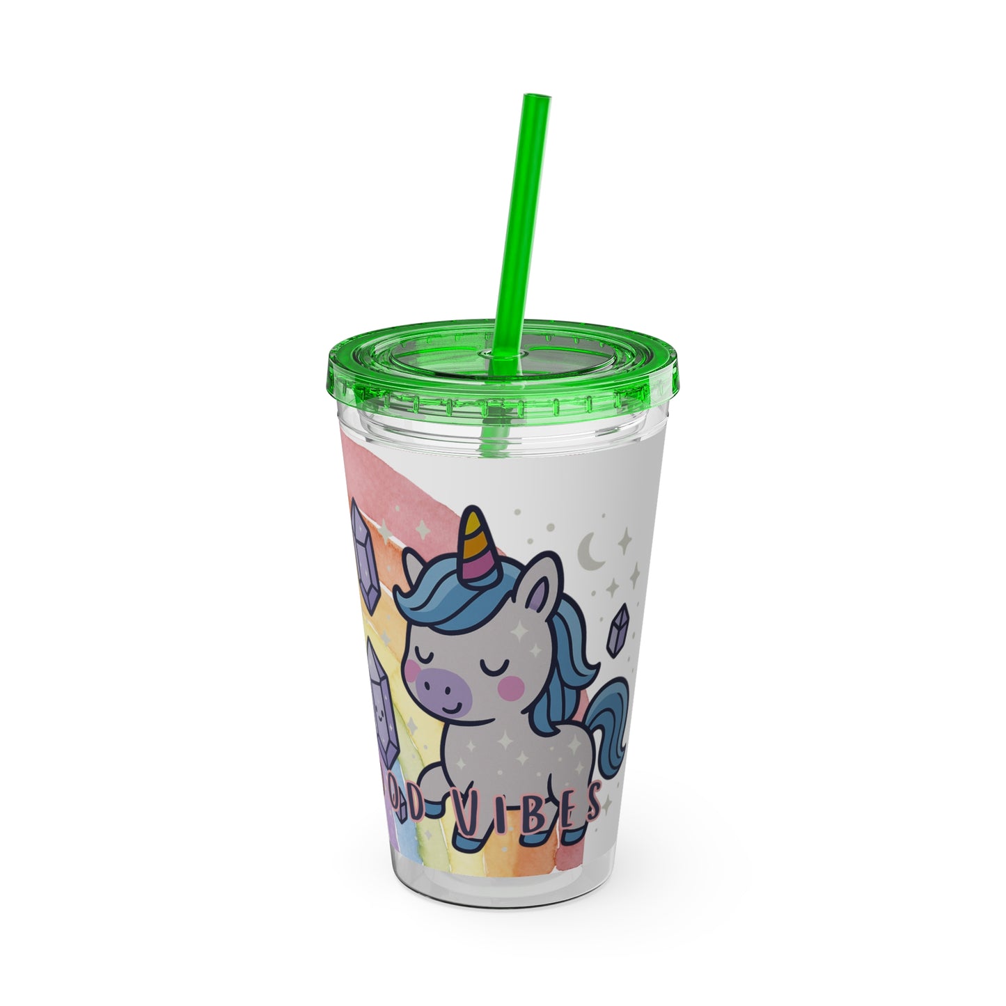 Sunsplash Unicorn Tumbler, 16oz Cup with Straw, Ideal for Kids, Rocking Good Vibes