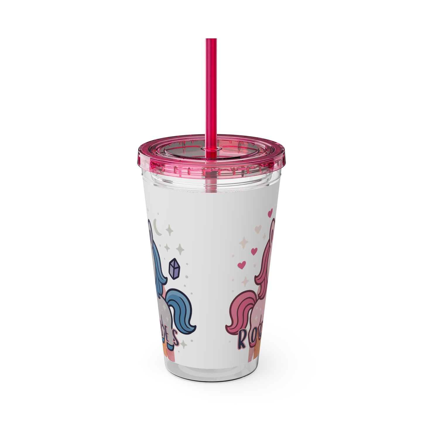Sunsplash Unicorn Tumbler, 16oz Cup with Straw, Ideal for Kids, Rocking Good Vibes