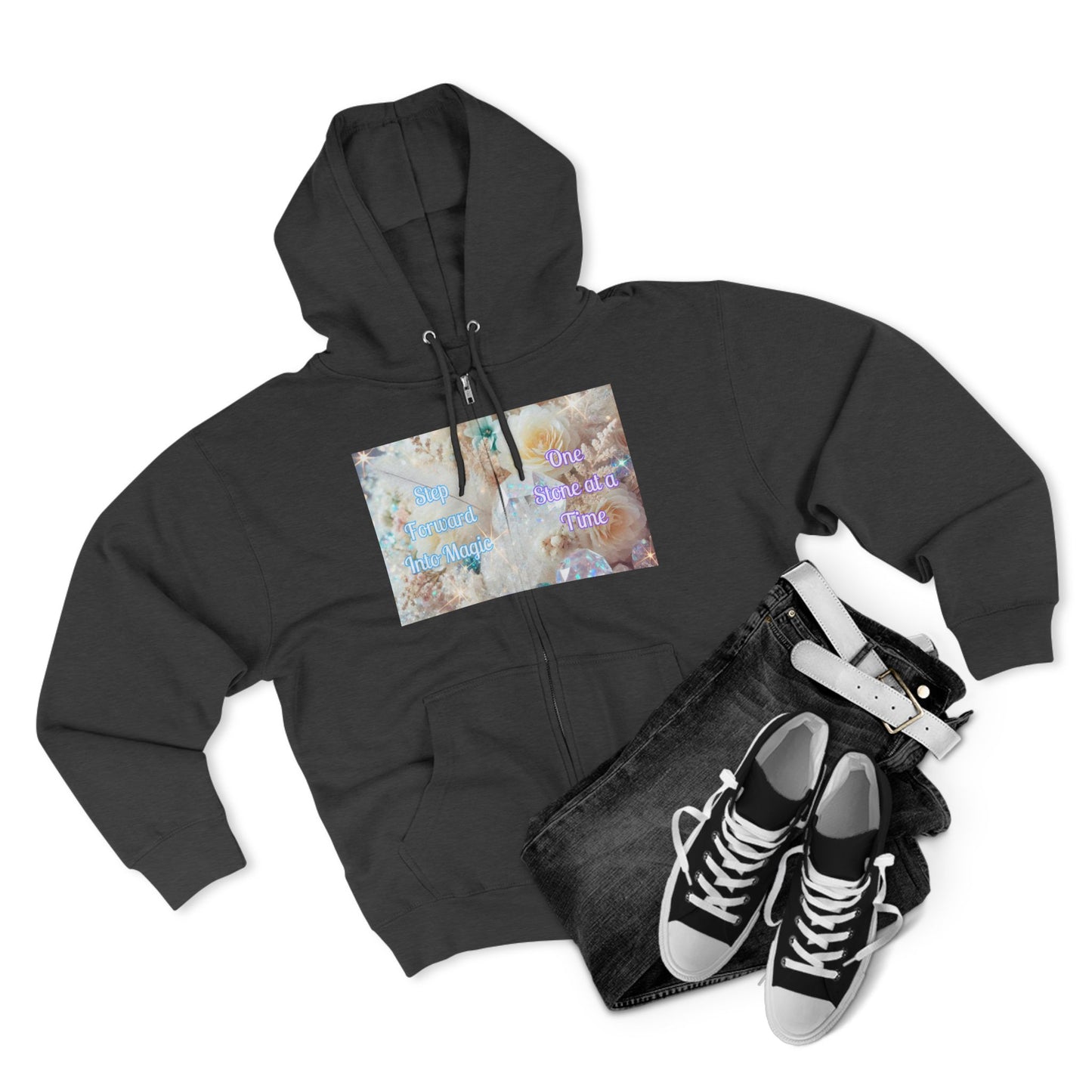 Floral Zipped Hooded Sweater