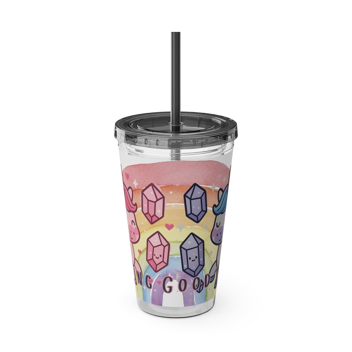Sunsplash Unicorn Tumbler, 16oz Cup with Straw, Ideal for Kids, Rocking Good Vibes