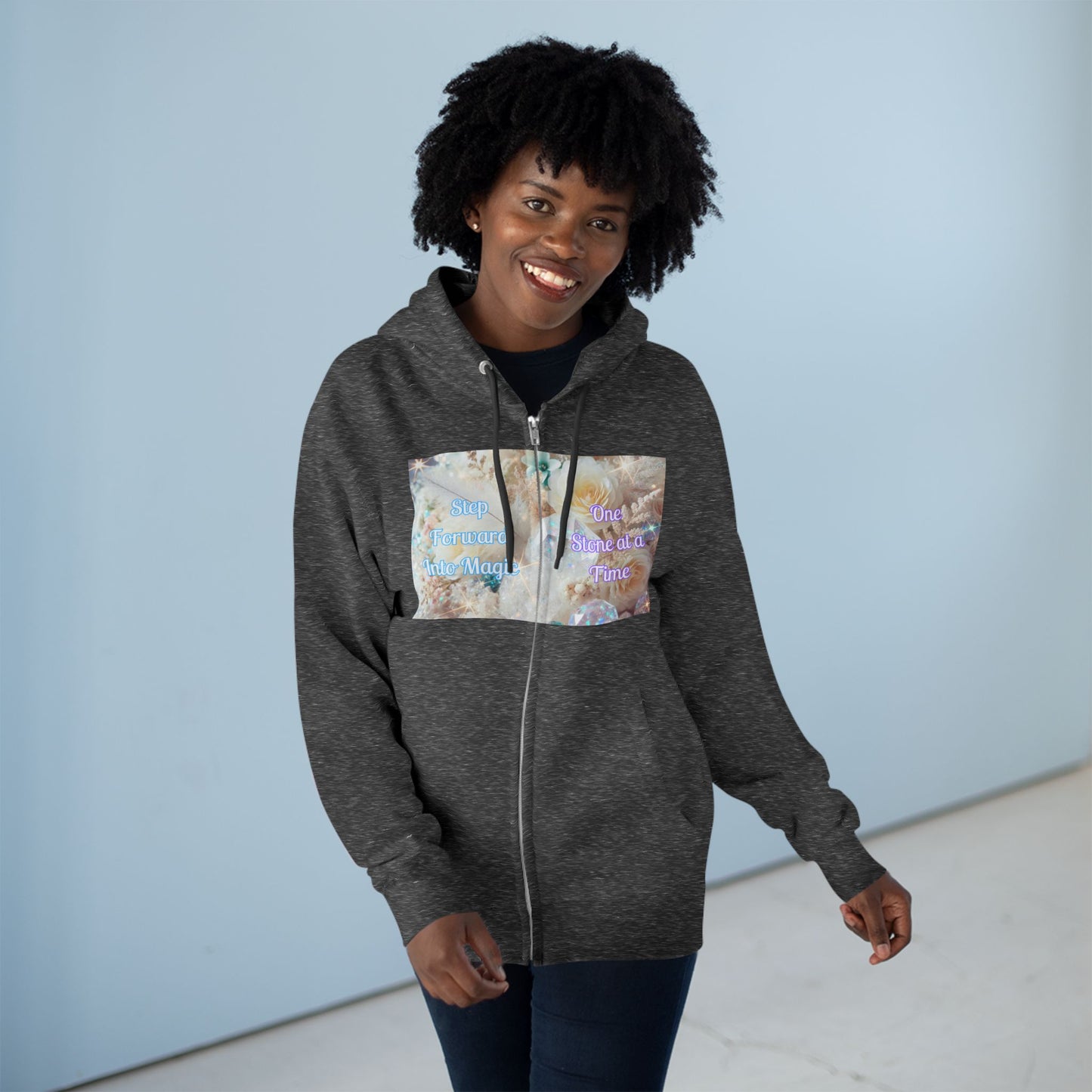 Floral Zipped Hooded Sweater