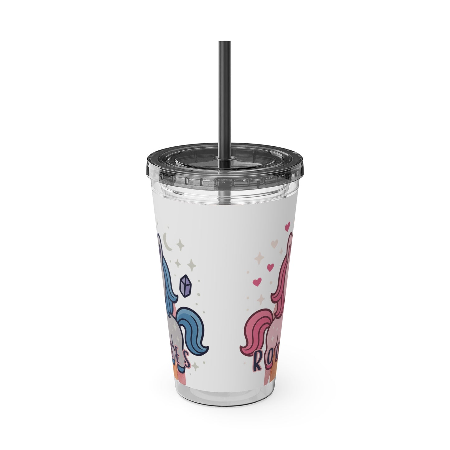 Sunsplash Unicorn Tumbler, 16oz Cup with Straw, Ideal for Kids, Rocking Good Vibes