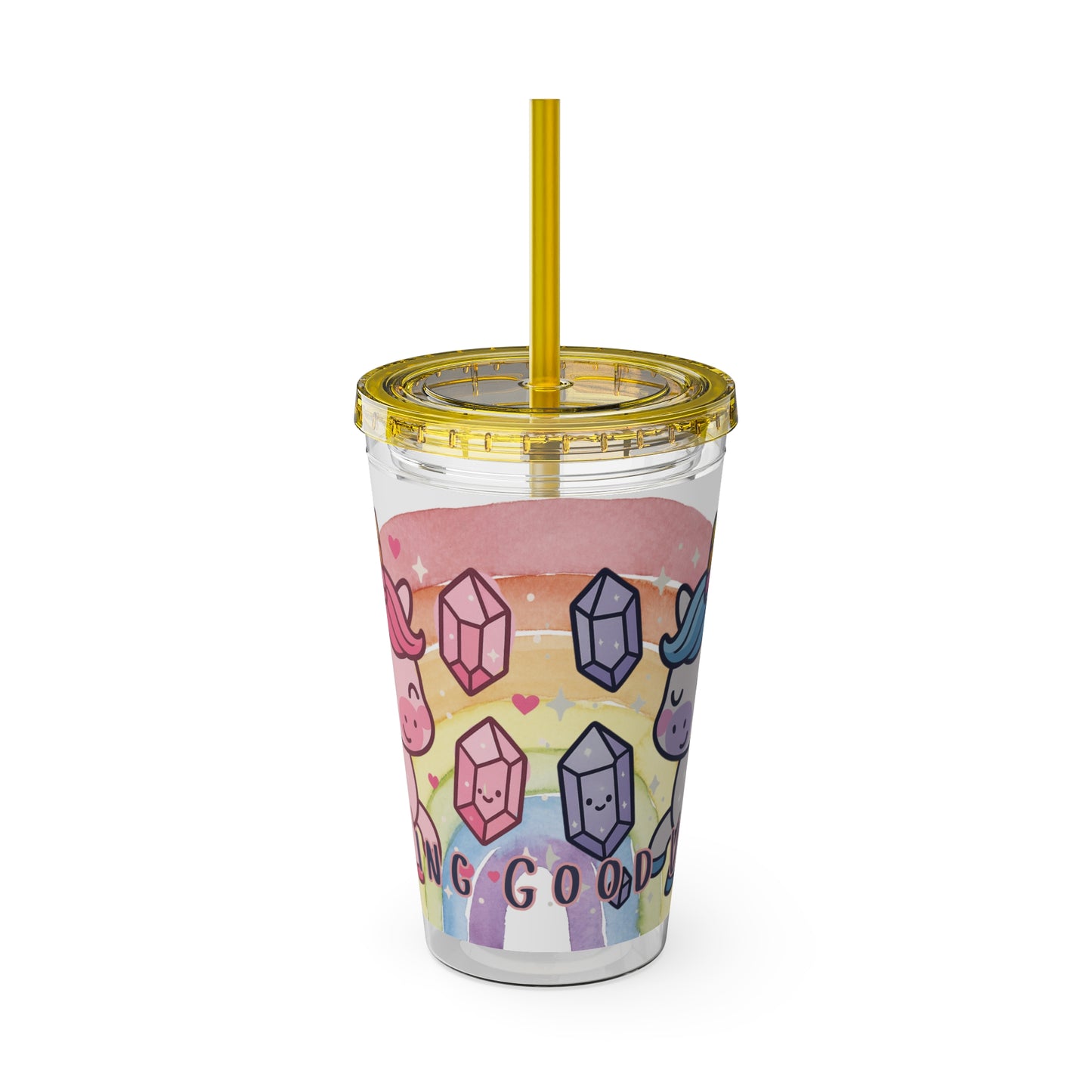 Sunsplash Unicorn Tumbler, 16oz Cup with Straw, Ideal for Kids, Rocking Good Vibes
