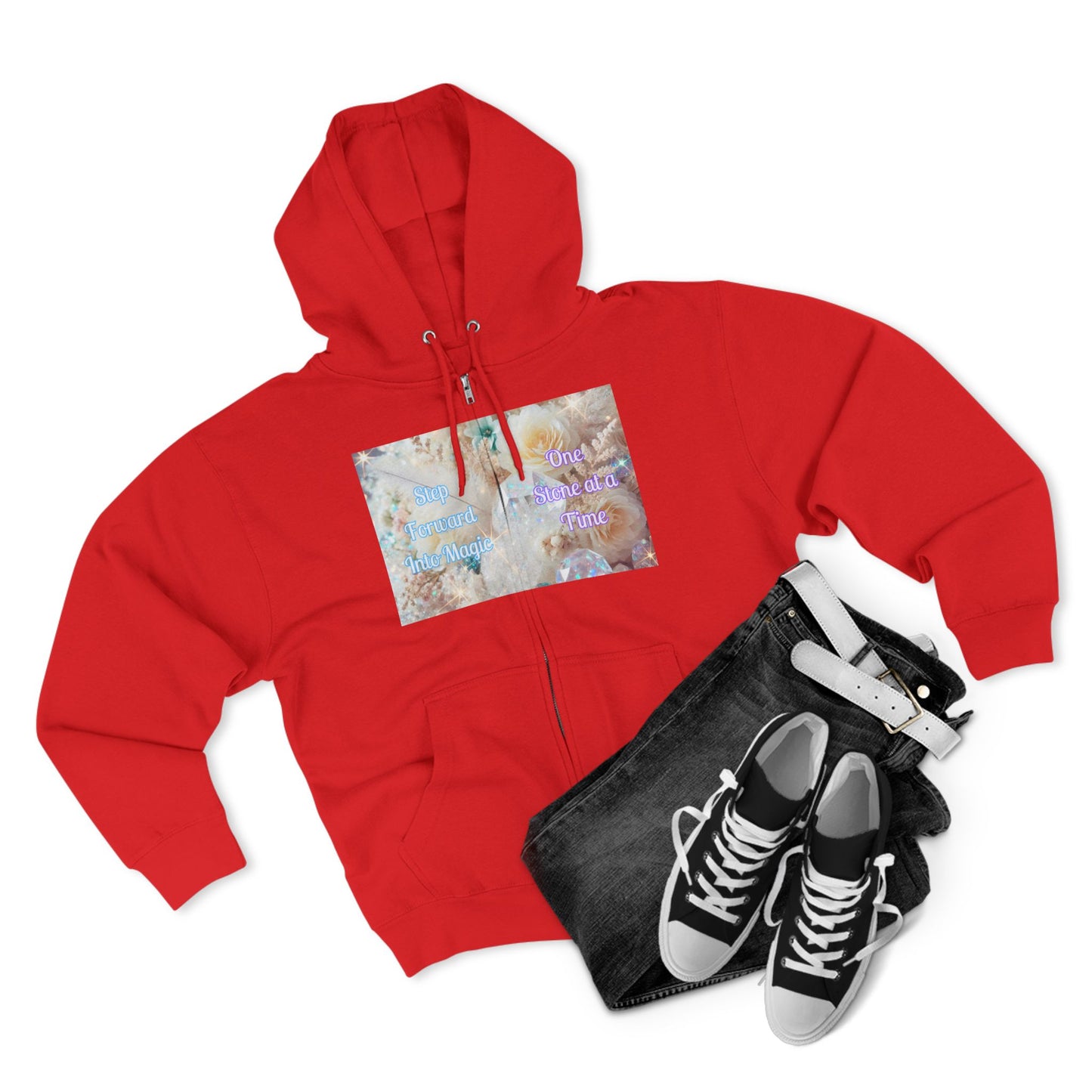 Floral Zipped Hooded Sweater