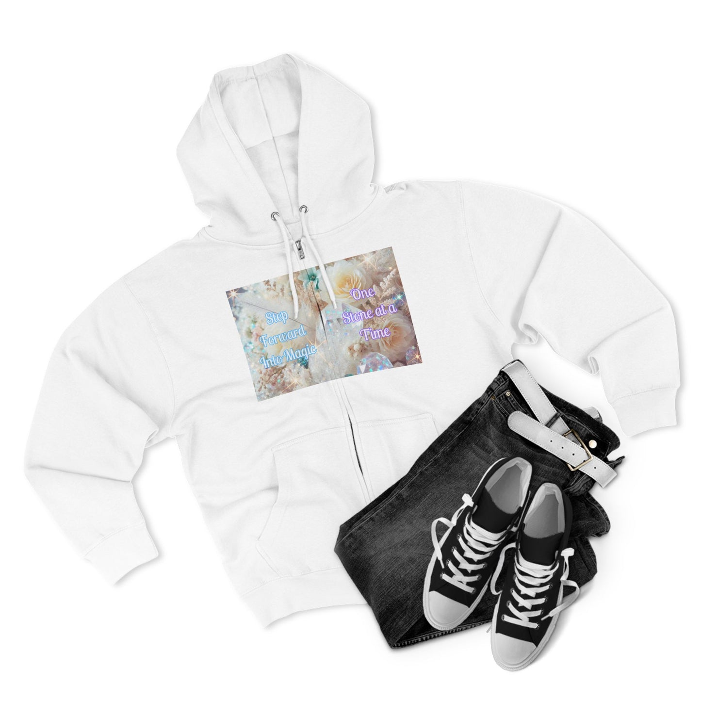 Floral Zipped Hooded Sweater