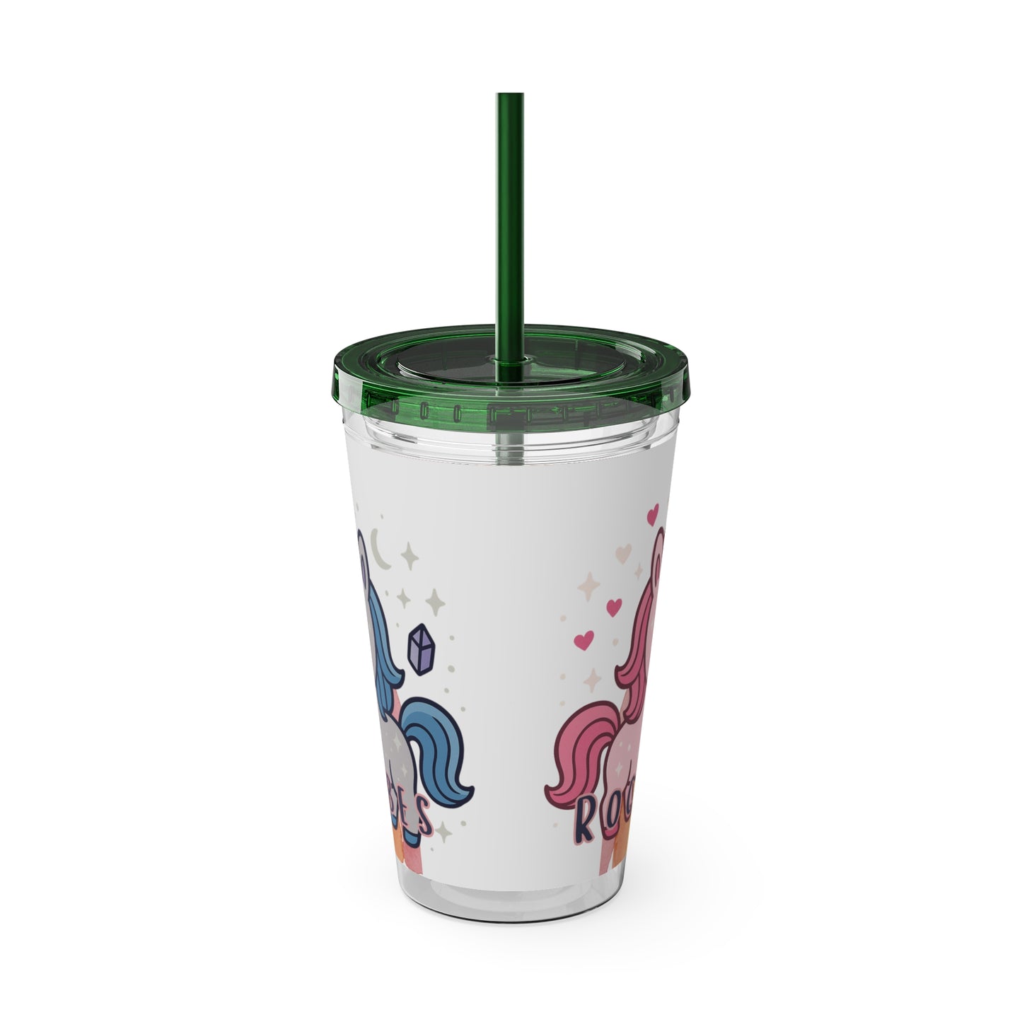 Sunsplash Unicorn Tumbler, 16oz Cup with Straw, Ideal for Kids, Rocking Good Vibes
