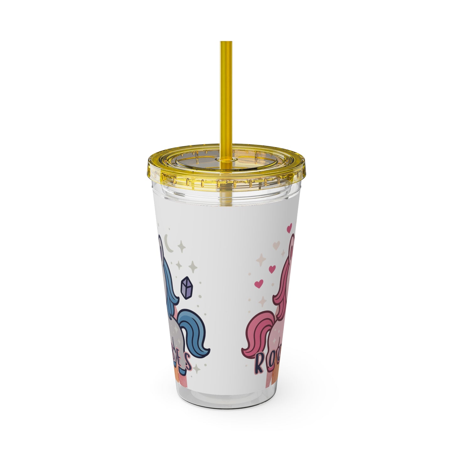 Sunsplash Unicorn Tumbler, 16oz Cup with Straw, Ideal for Kids, Rocking Good Vibes