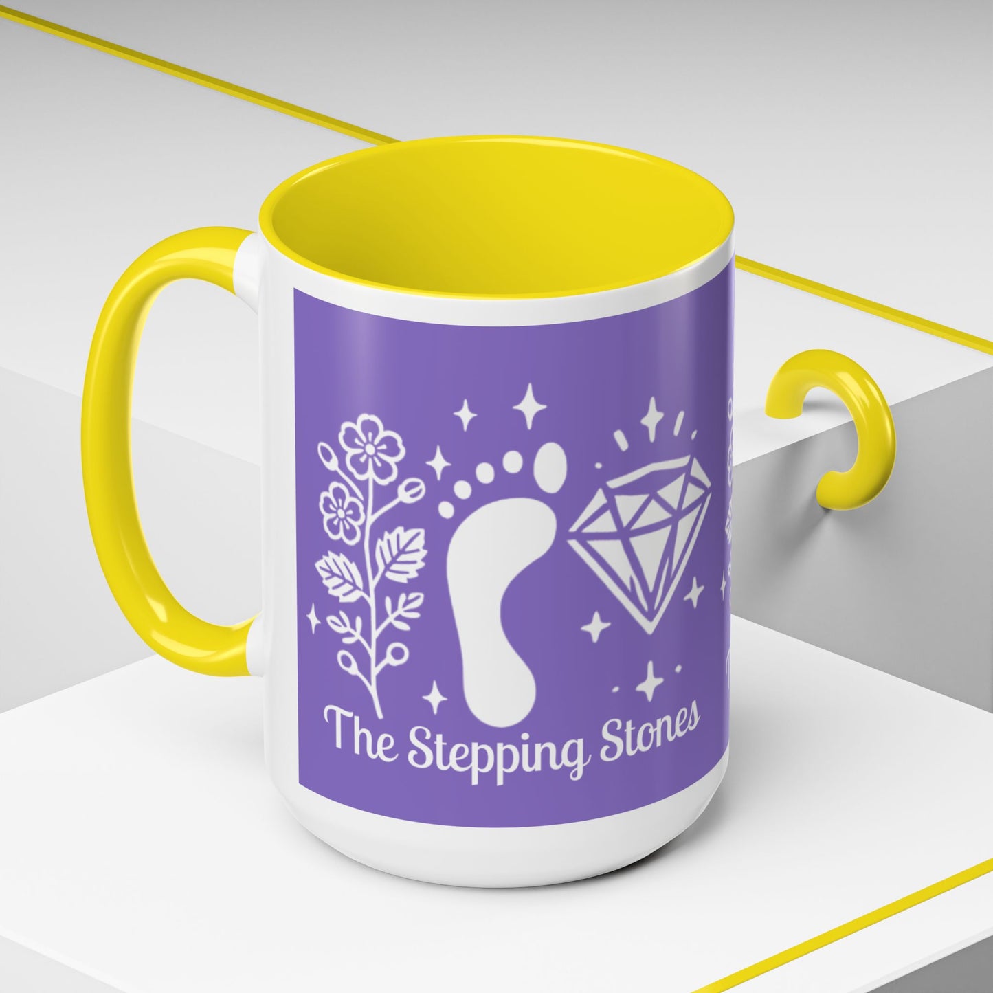 Accent Coffee Mug - "The Stepping Stones" Purple Design - 11oz & 15oz