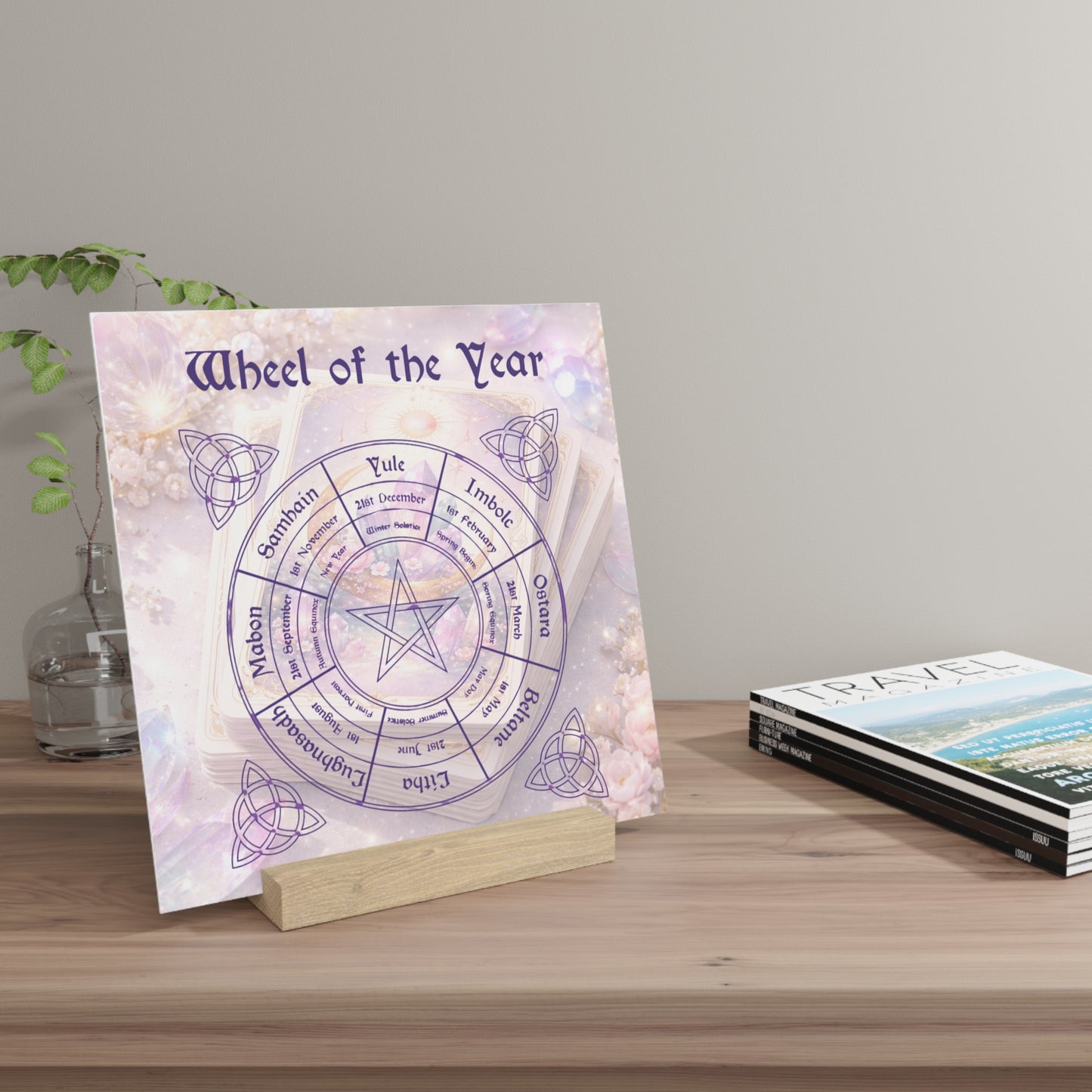 Wheel of the Year Tarot Board with Stand — Pagan/Wiccan Seasonal Calendar Display
