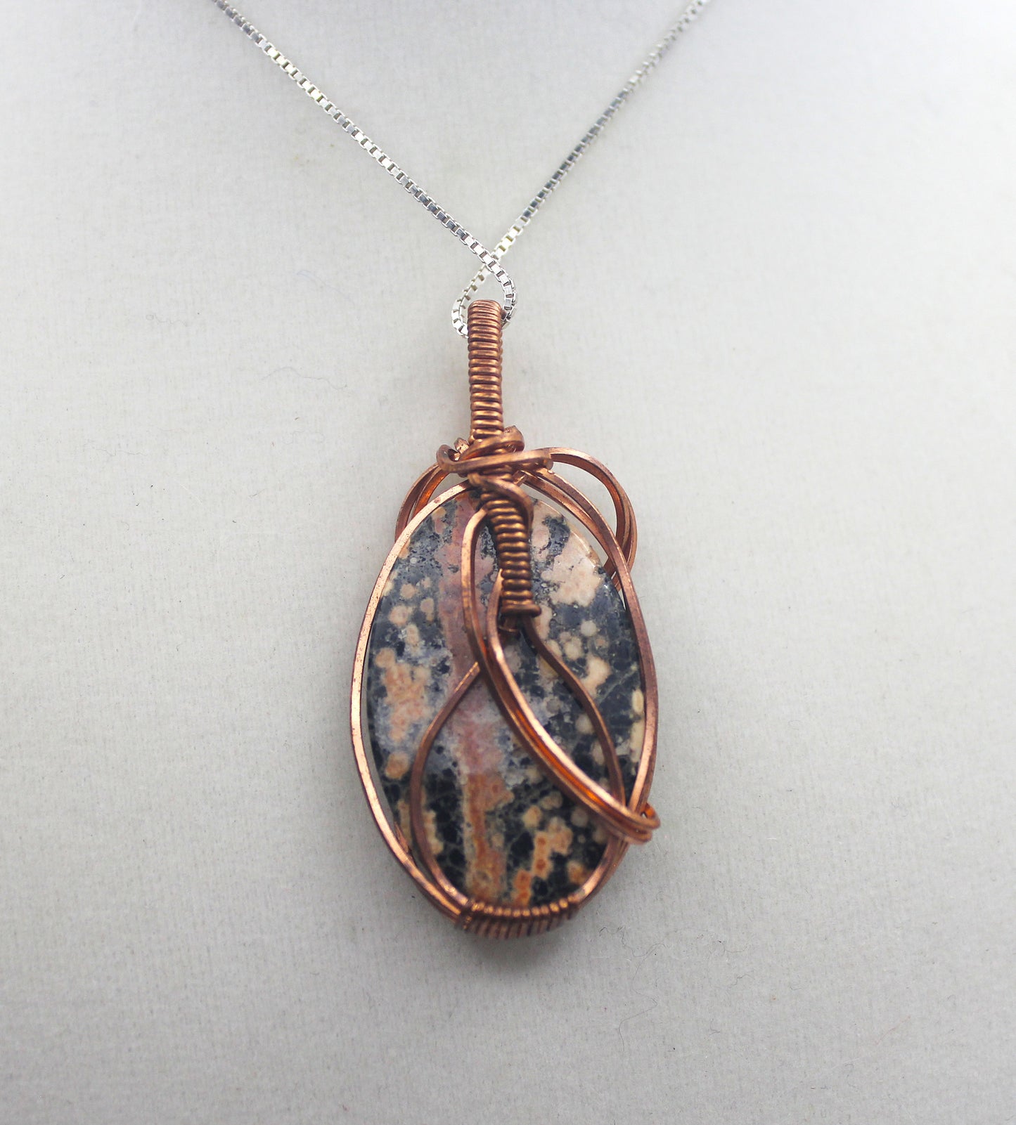 Raw Copper Firework Obsidian Pendant Necklace