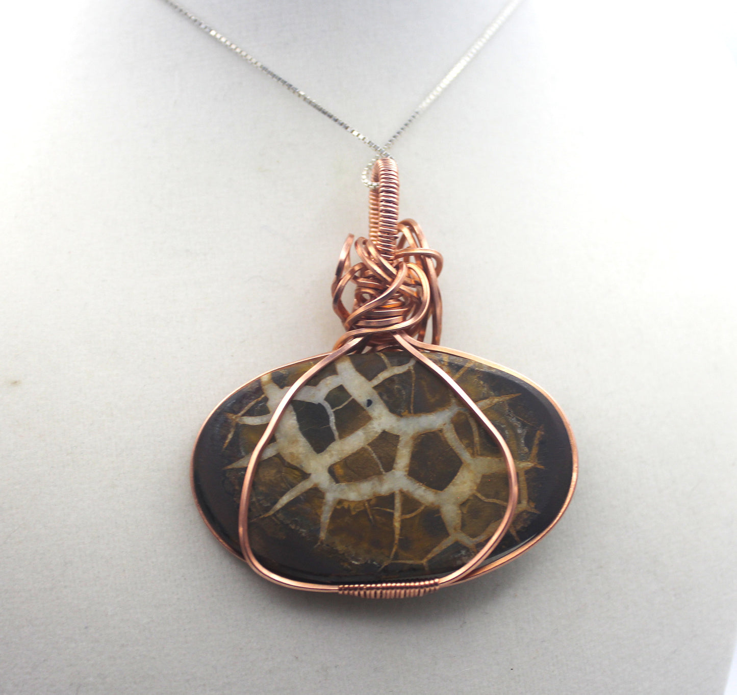 Raw Copper Septarian Pendant Necklace- Statement Piece