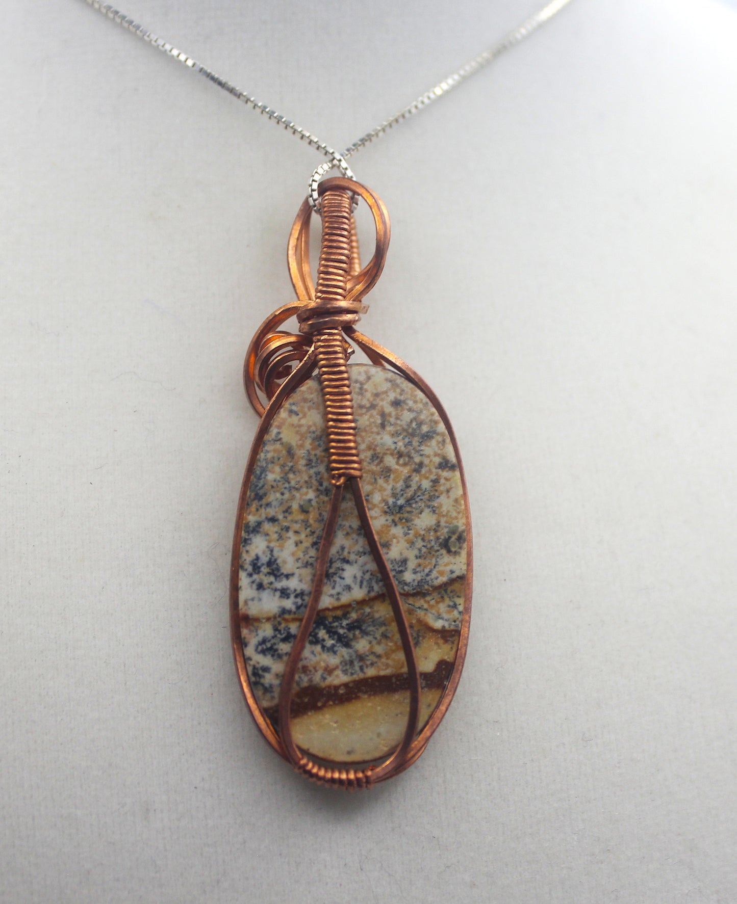 Raw Copper Picture Jasper Pendant Necklace