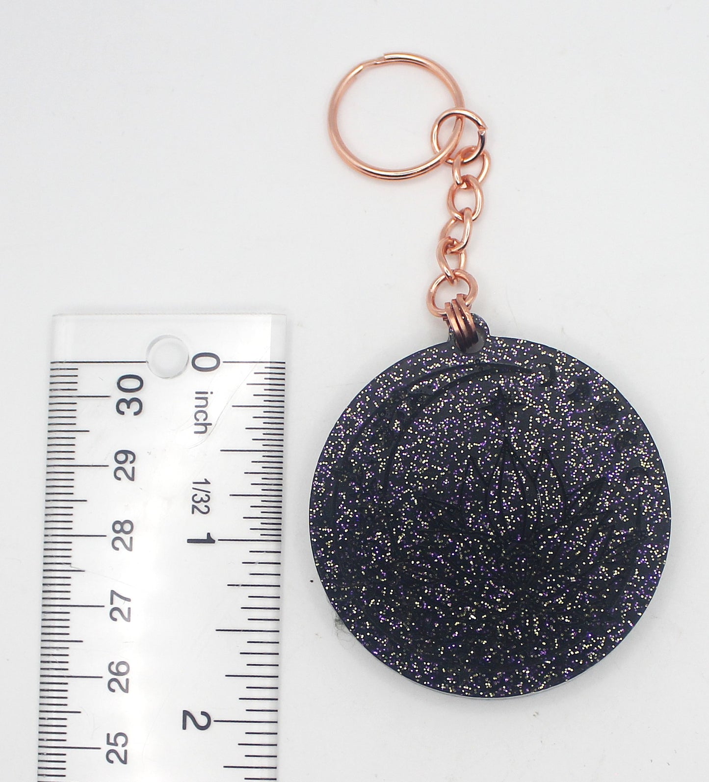 Resin Moon and Crystals Keychain