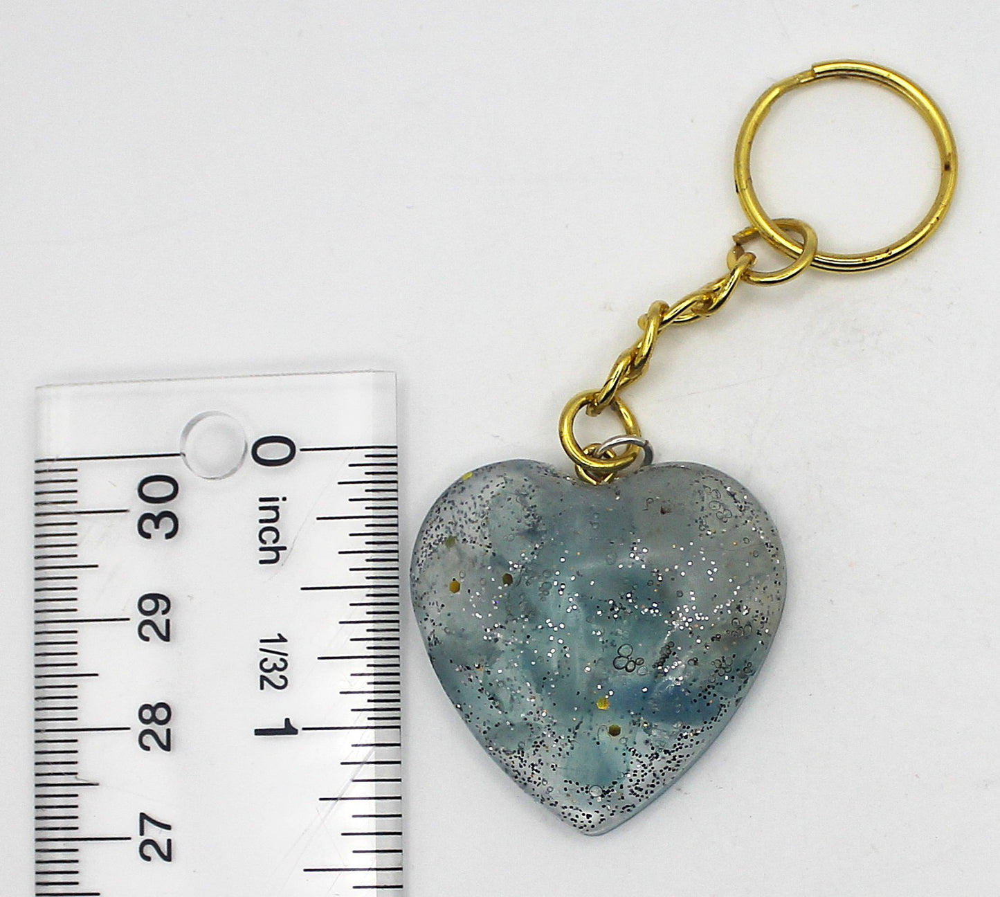 Resin Aquamarine Heart Keychain