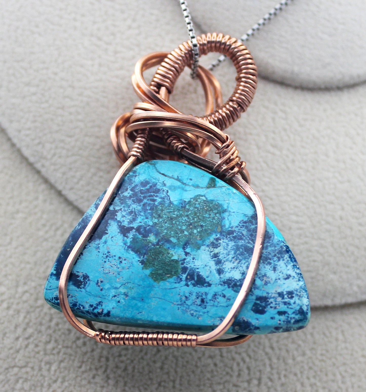 Raw Copper Chrysocolla Pendant Necklace