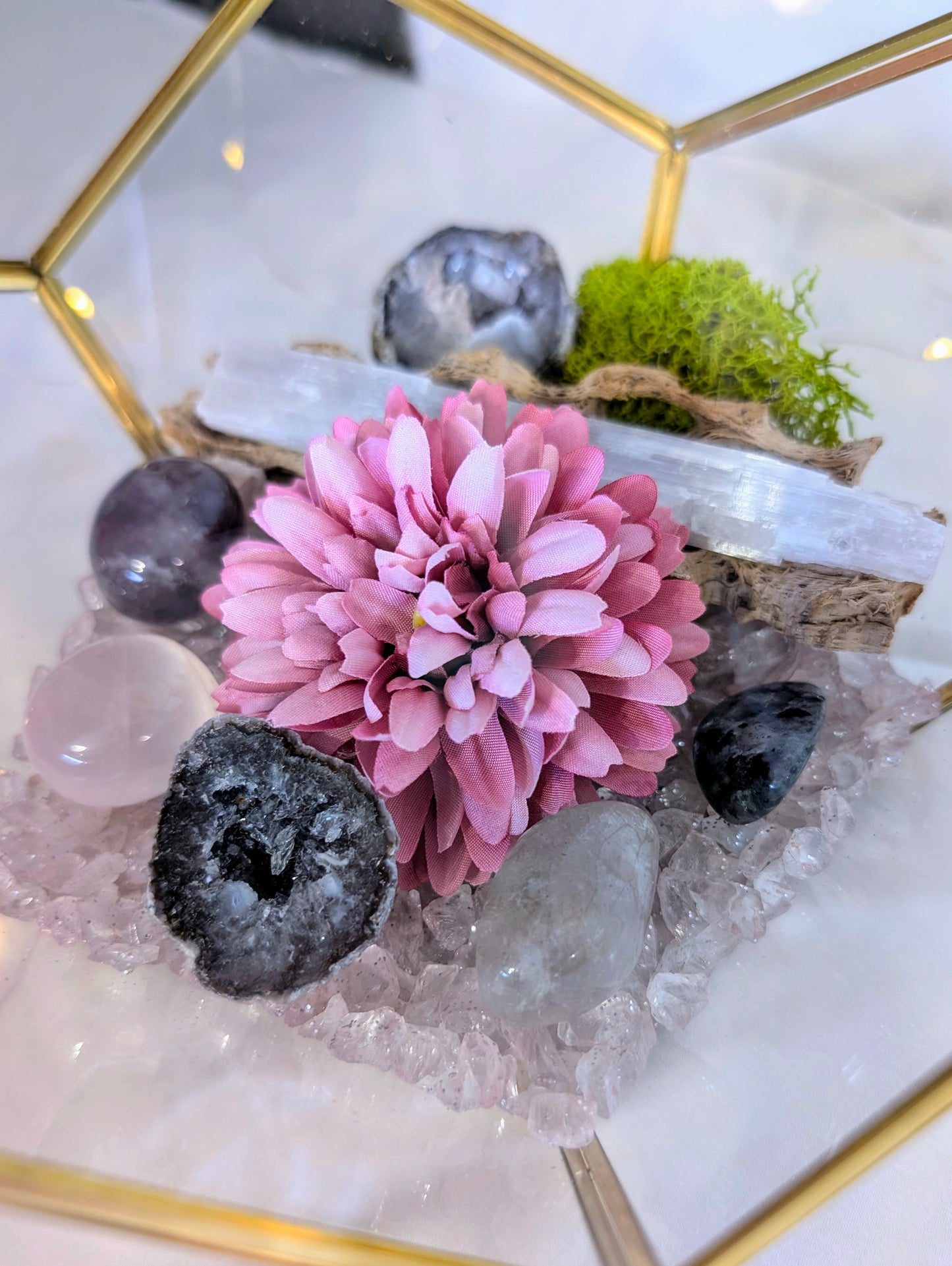 Pretty Pink Crystal Geode Terrarium