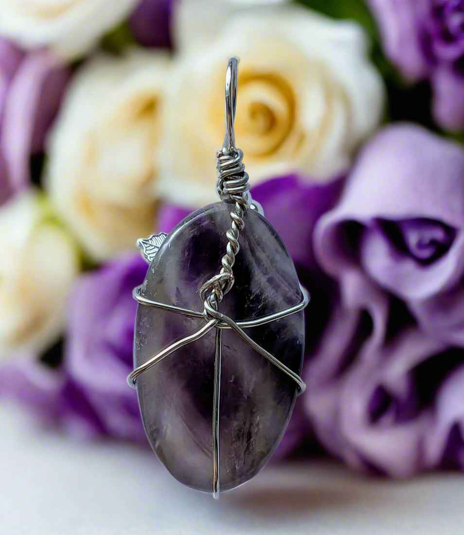 Amethyst Rose Cabochon Necklace