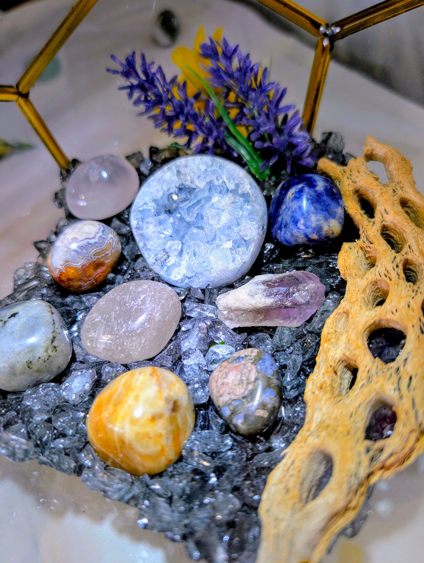 Celestine Serenity Crystal Geode Terrarium