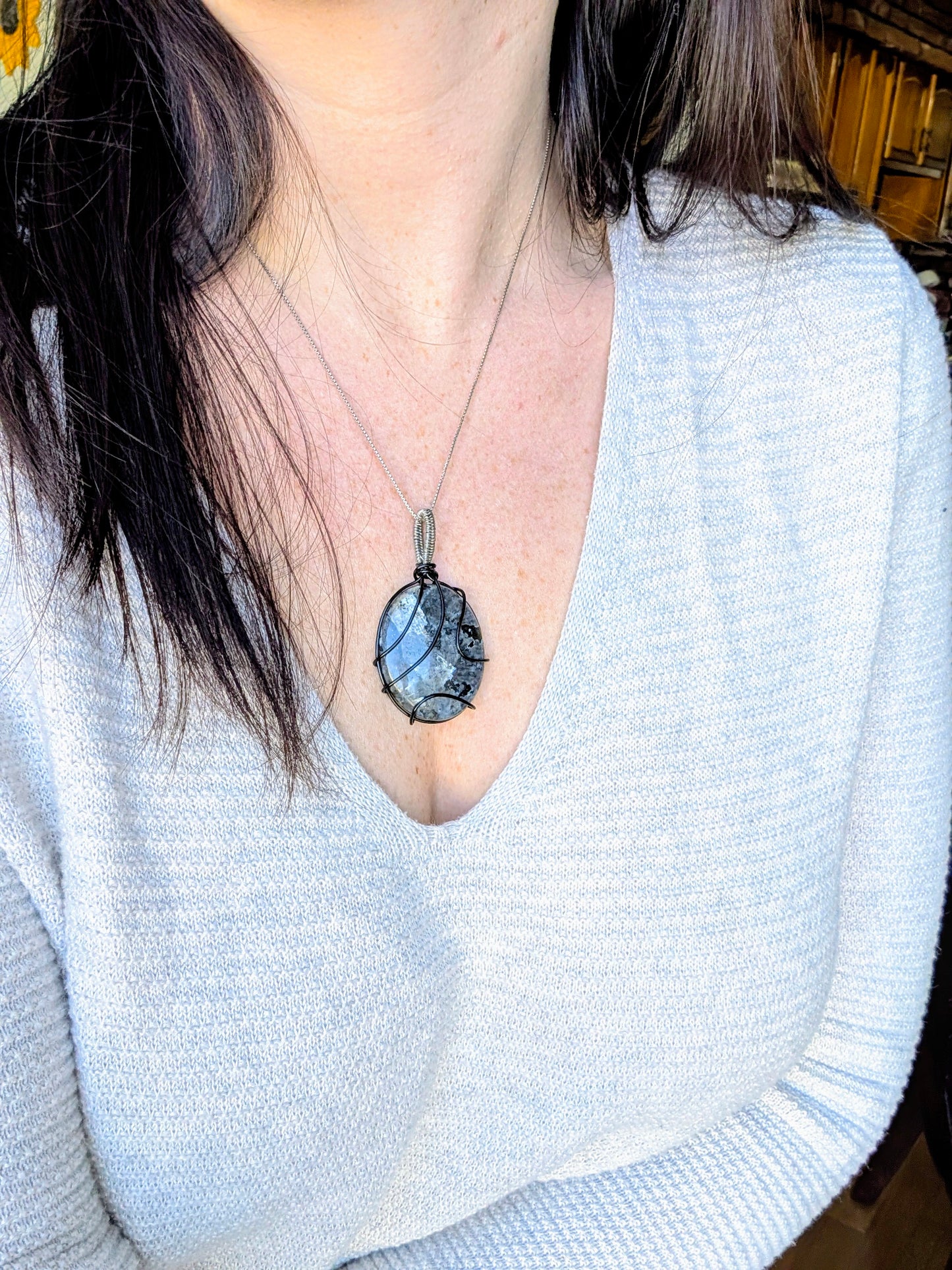 Larvikite Cabochon Necklace