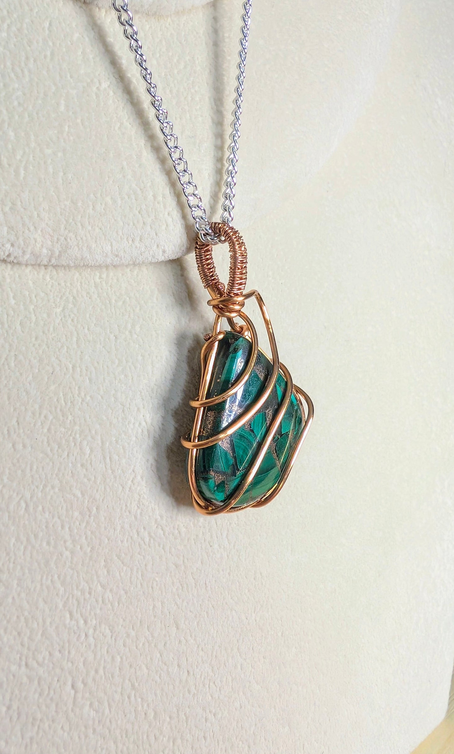 Malachite in Copper Matrix Cabochon