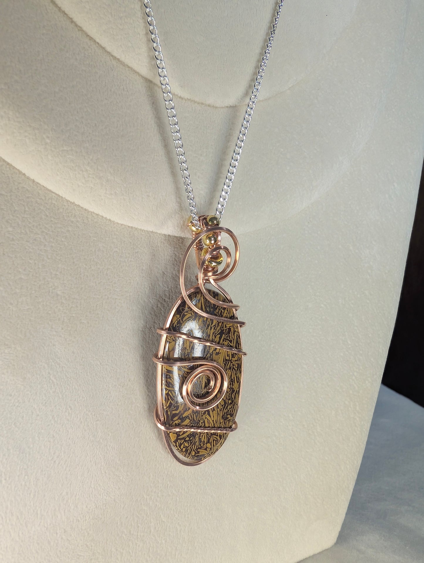 Miriam/Calligraphy Stone Cabochon *Unplated Copper*