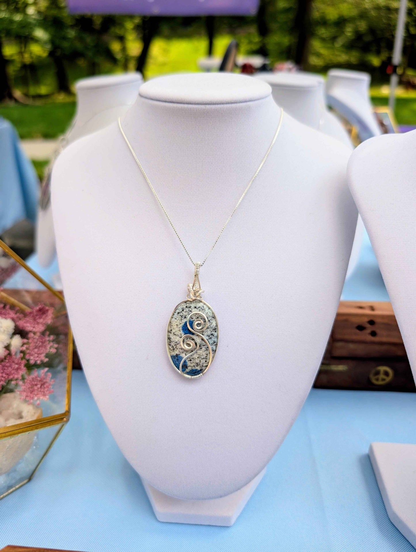 Argentium Silver K2 "Blueberry" Jasper Pendant Necklace