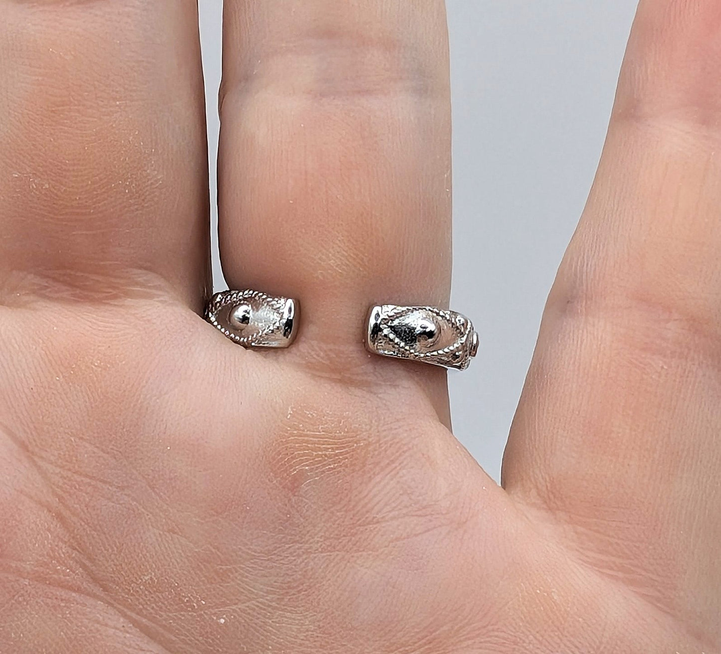 Ring Lapis Lazuli Band Silver Color Plated Adjustable