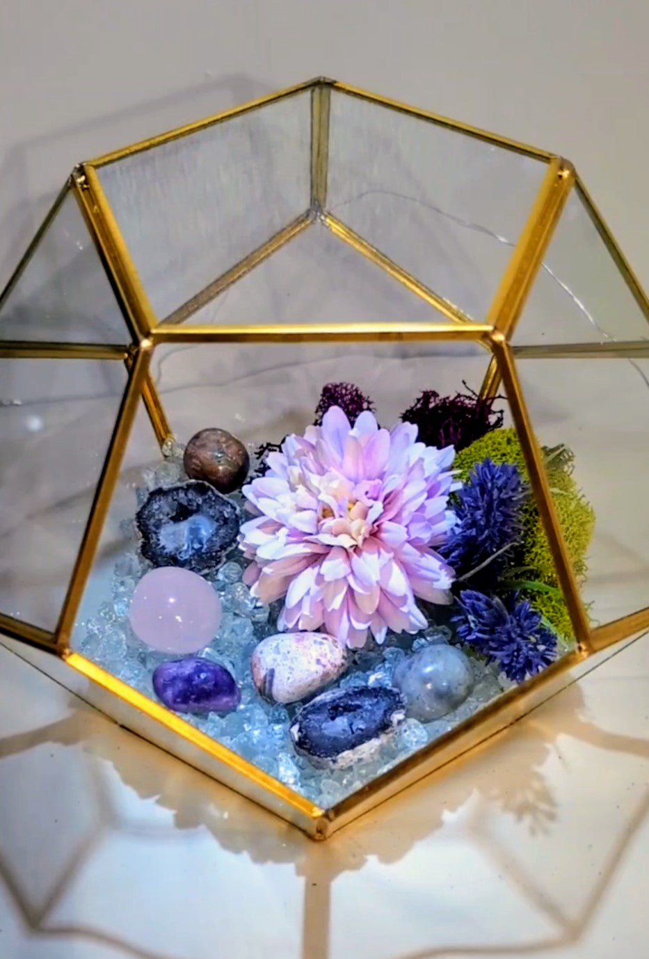 Lavender Tide Crystal Geode Terrarium