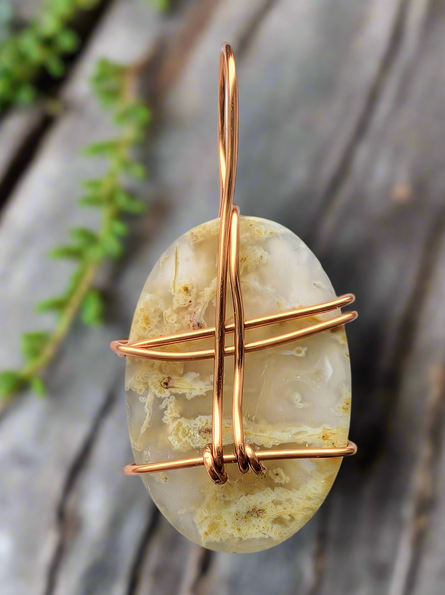 Moss Agate Cabochon Necklace