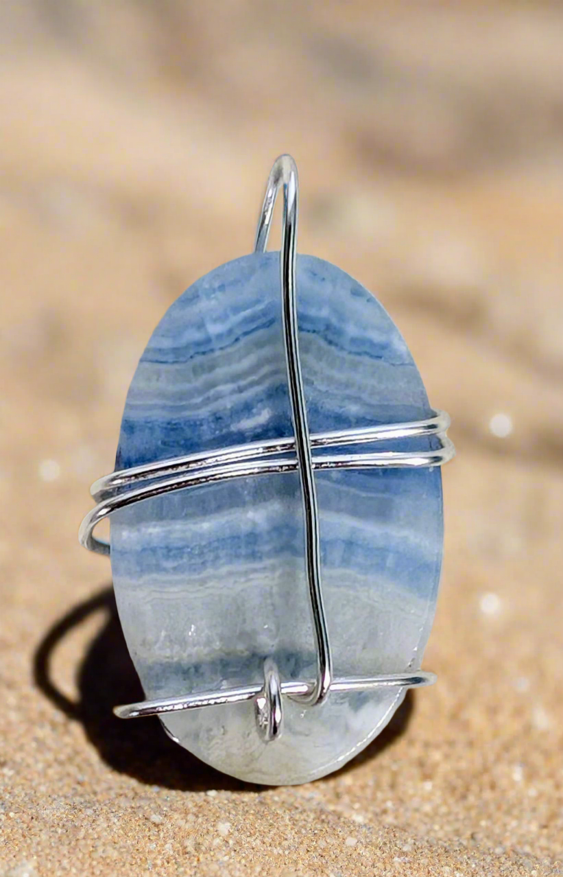 Blue Calcite Cabochon Necklace