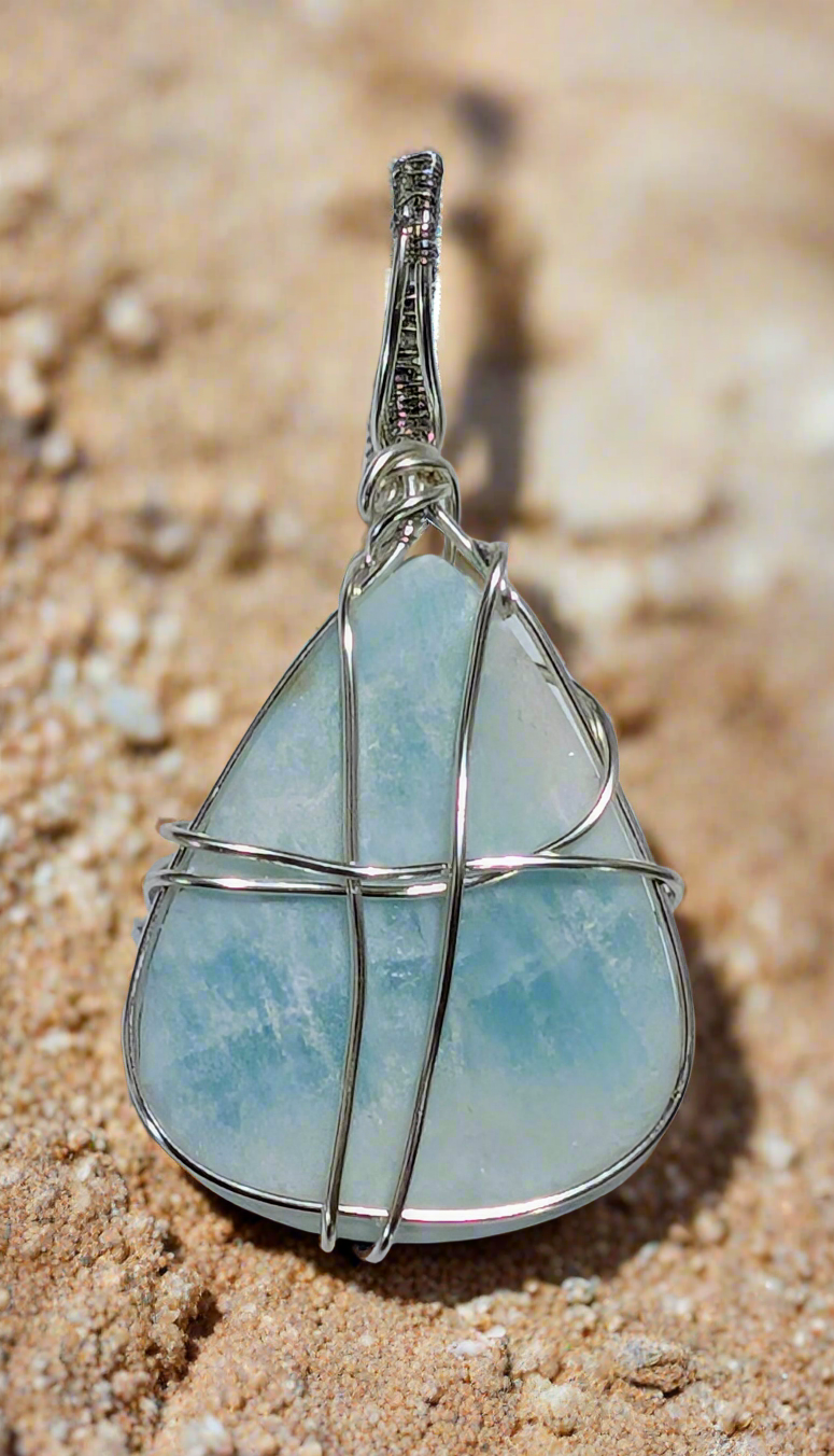 Blue Aragonite Cabochon Necklace
