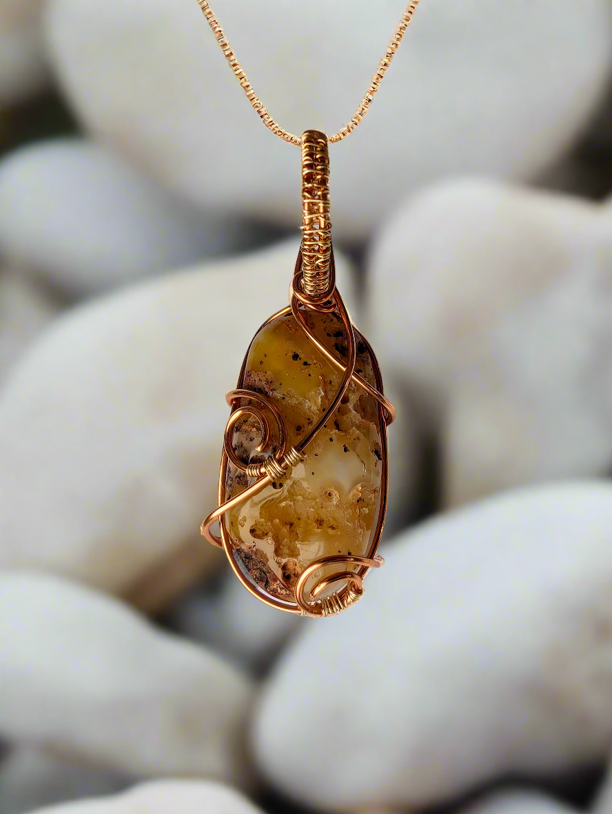 Montana Moss Agate Druzy Cabochon Necklace