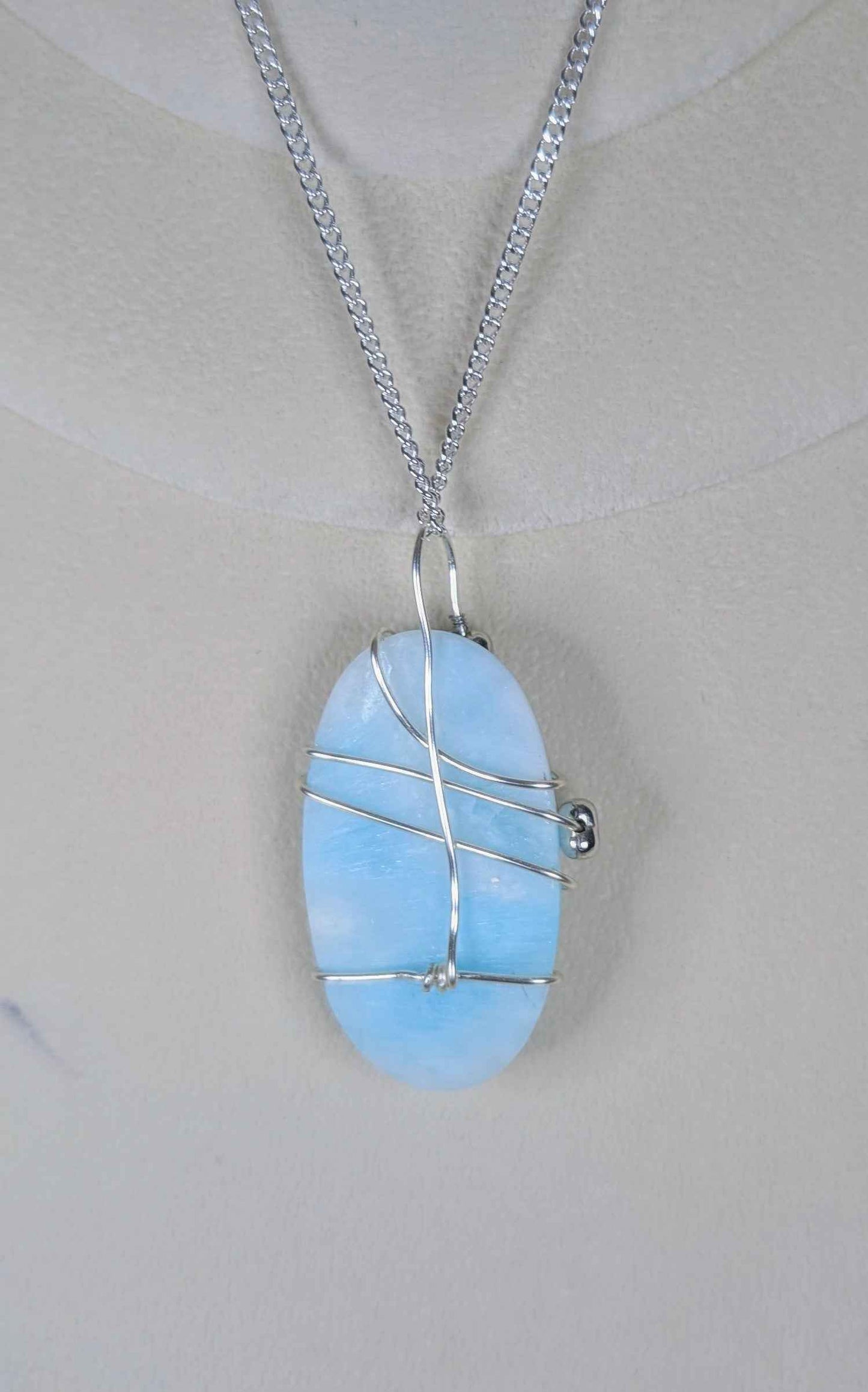 Plated Blue Aragonite Heart Flow Pendant Necklace