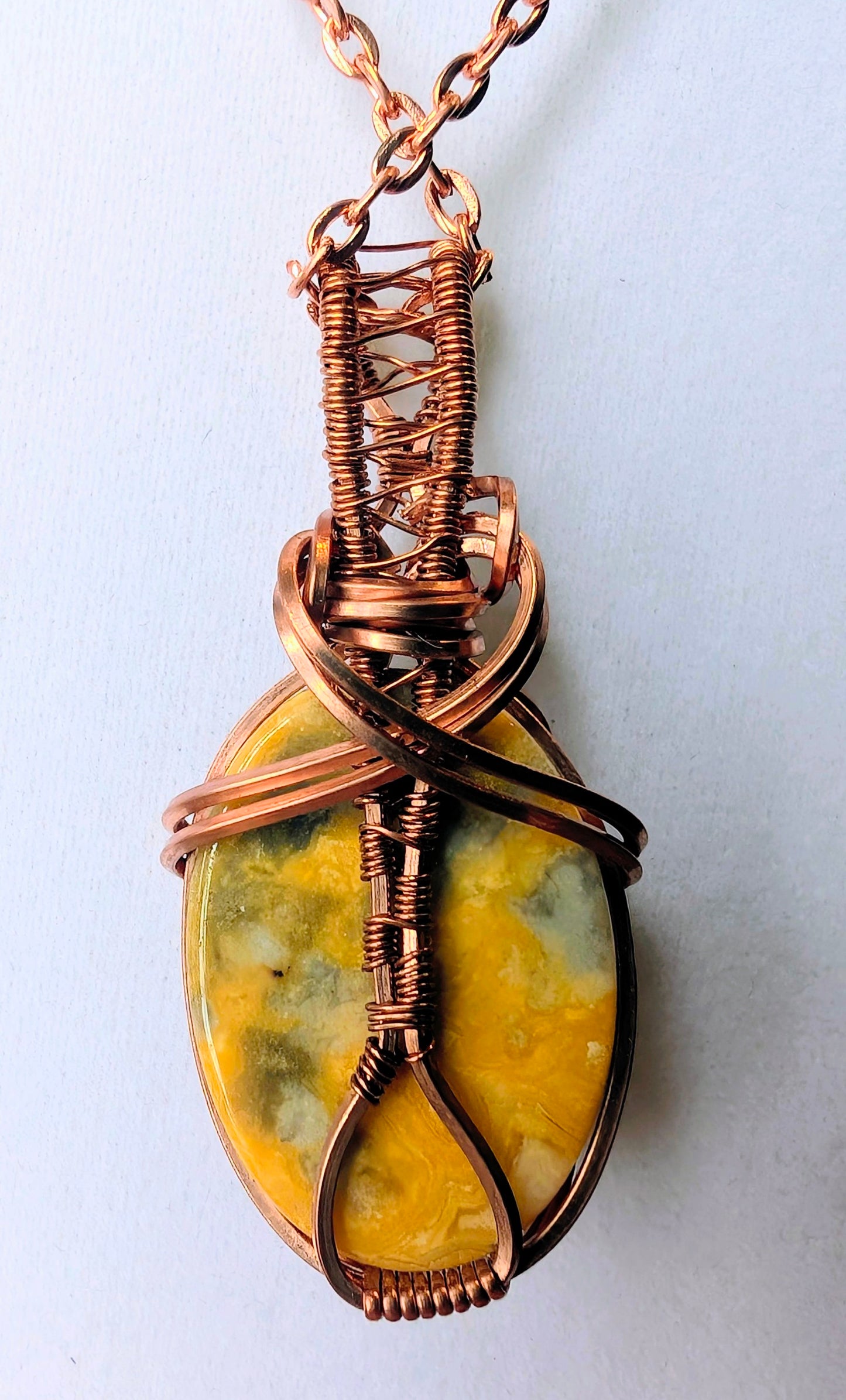Raw Copper Crazy Lace Agate Pendant Necklace