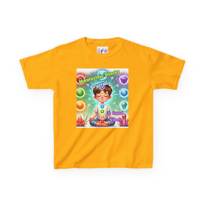 'Manifesting Snacks, Crystals, and Good Energy' Kids TShirt