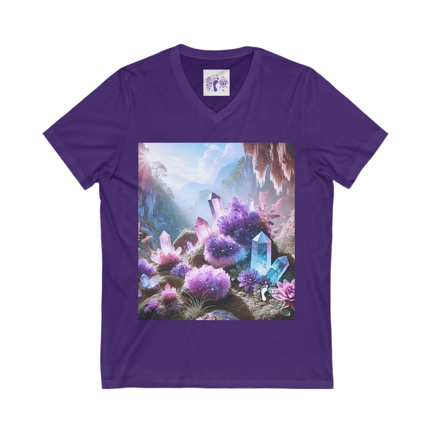 Crystal V-Neck Tee - Unisex Short Sleeve Shirt for Nature Lovers