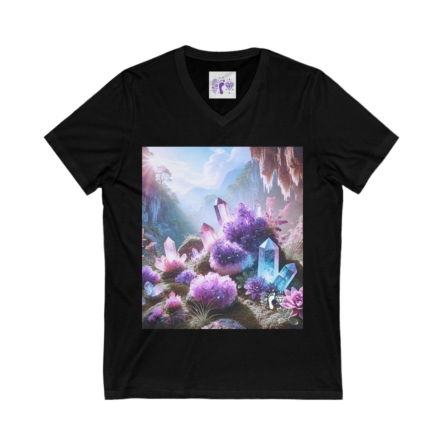 Crystal V-Neck Tee - Unisex Short Sleeve Shirt for Nature Lovers