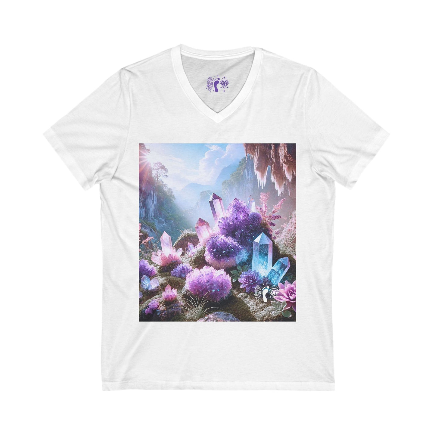 Crystal V-Neck Tee - Unisex Short Sleeve Shirt for Nature Lovers