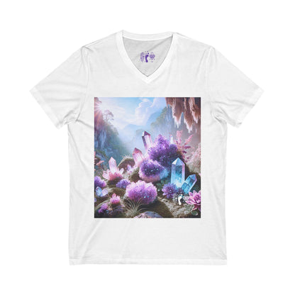 Crystal V-Neck Tee - Unisex Short Sleeve Shirt for Nature Lovers
