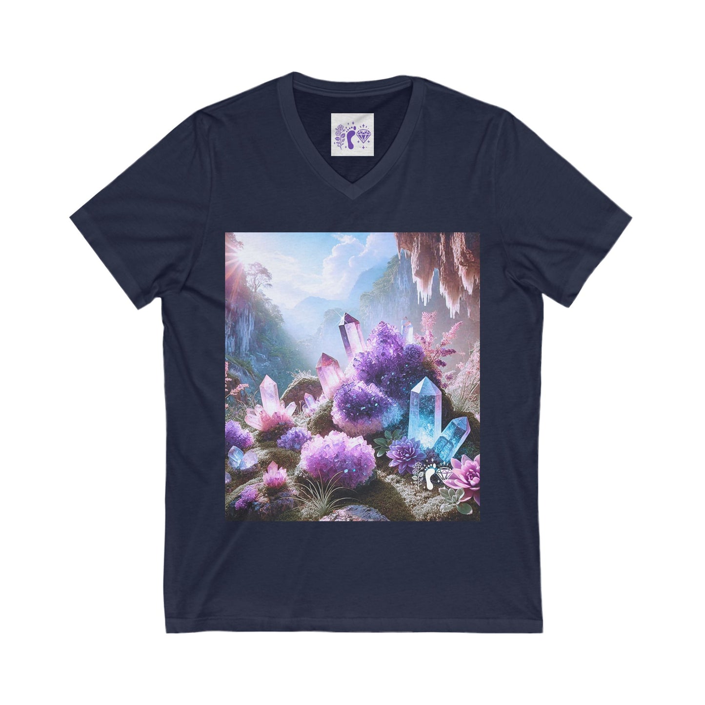 Crystal V-Neck Tee - Unisex Short Sleeve Shirt for Nature Lovers